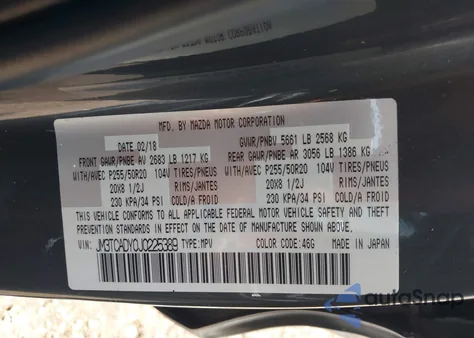 2018 Mazda Cx-9 Grand Touring z USA, uszkodzony, nr VIN JM3TCADY0J0225389